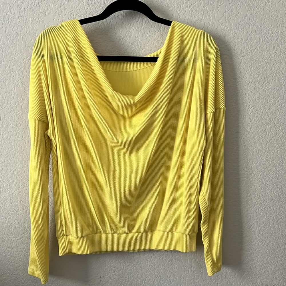 Maeve Anthropologie Yellow Long Sleeve Oversized Top Small - Picture 4 of 6